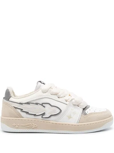 Enterprise Japan Ej Egg Rocket - Leather Trainers With Logo In White/grey