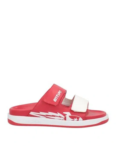 Enterprise Japan Man Sandals Red Size 9 Calfskin In White