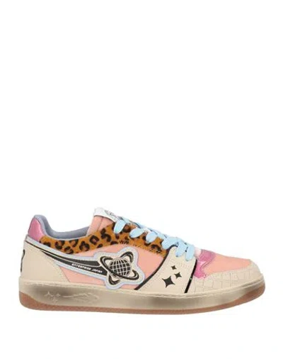 Enterprise Japan Man Sneakers Antique Rose Size 9 Calfskin, Textile Fibers In Pink