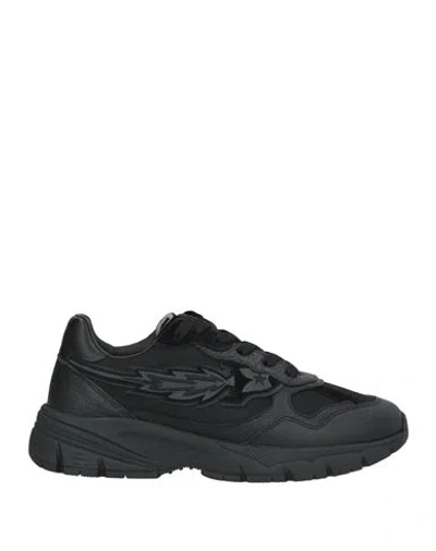 Enterprise Japan Man Sneakers Black Size 8 Cow Leather, Textile Fibers
