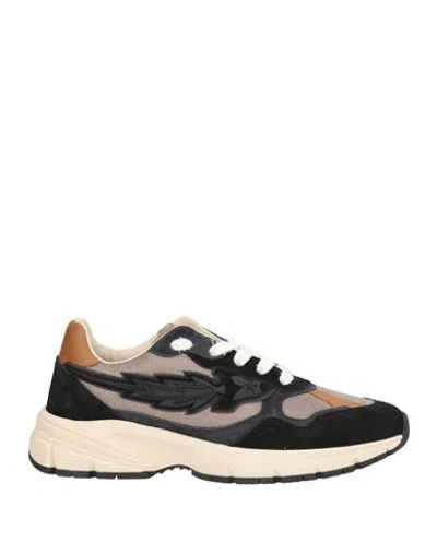 Enterprise Japan Man Sneakers Black Size 9 Cow Leather, Textile Fibers