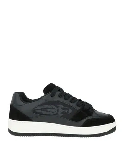Enterprise Japan Man Sneakers Black Size 9 Textile Fibers, Cow Leather