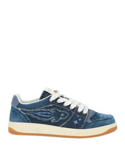 Enterprise Japan Man Sneakers Blue Size 9 Cow Leather, Textile Fibers In Multi