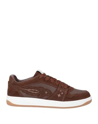 Enterprise Japan Man Sneakers Brown Size 8 Calfskin, Cow Leather