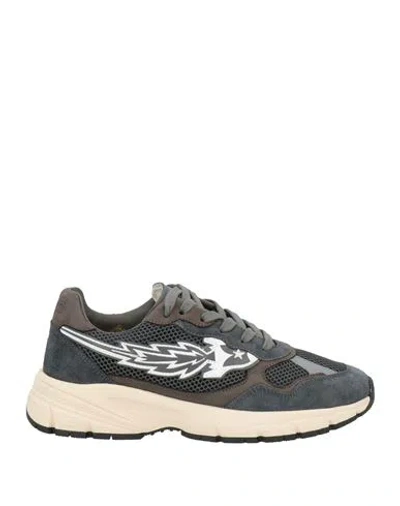ENTERPRISE JAPAN ENTERPRISE JAPAN MAN SNEAKERS CHARCOAL SIZE 9 LEATHER, TEXTILE FIBERS