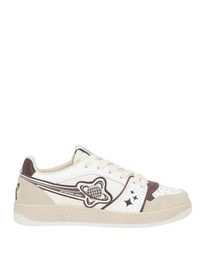 Enterprise Japan Man Sneakers Cream Size 9 Cow Leather, Textile Fibers, Calfskin In White