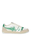 Enterprise Japan Man Sneakers Green Size 9 Bovine Leather, Textile Fibers, Calfskin