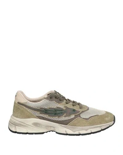 Enterprise Japan Man Sneakers Khaki Size 9 Cow Leather, Calfskin, Textile Fibers In Multi