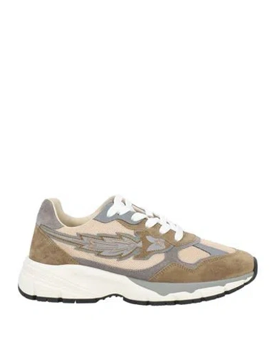 ENTERPRISE JAPAN ENTERPRISE JAPAN MAN SNEAKERS KHAKI SIZE 9 LEATHER, TEXTILE FIBERS