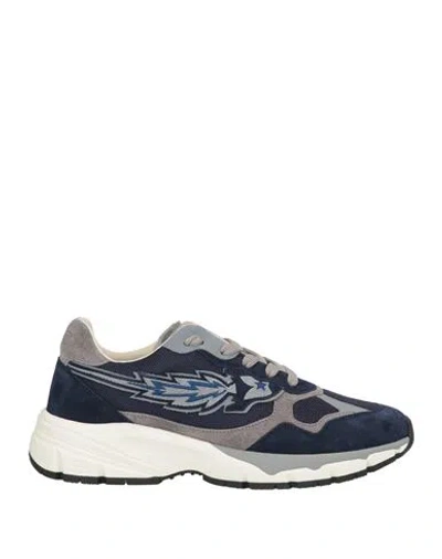 ENTERPRISE JAPAN ENTERPRISE JAPAN MAN SNEAKERS MIDNIGHT BLUE SIZE 9 LEATHER, TEXTILE FIBERS