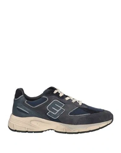 Enterprise Japan Man Sneakers Navy Size 9 Cow Leather, Calfskin, Textile Fibers In Multi