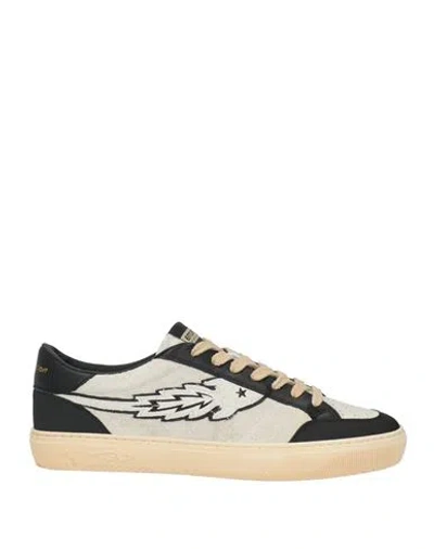 Enterprise Japan Man Sneakers Off White Size 9 Calfskin, Cow Leather In Black