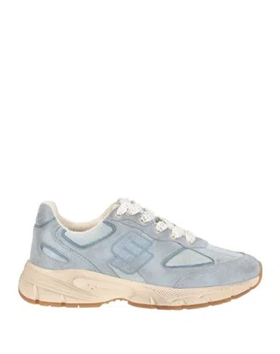 Enterprise Japan Man Sneakers Sky Blue Size 6 Cow Leather, Textile Fibers