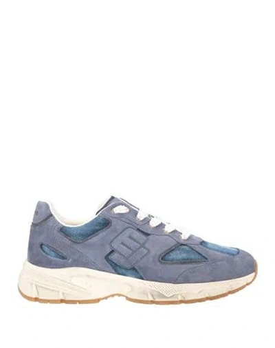 Enterprise Japan Man Sneakers Slate Blue Size 9 Leather, Textile Fibers In Multi