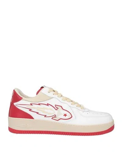 Enterprise Japan Man Sneakers White Size 7 Calfskin, Textile Fibers