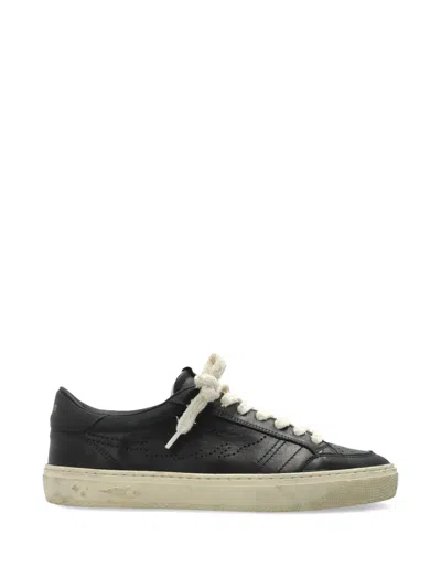 Enterprise Japan Perforated Leather Sneakers In Black
