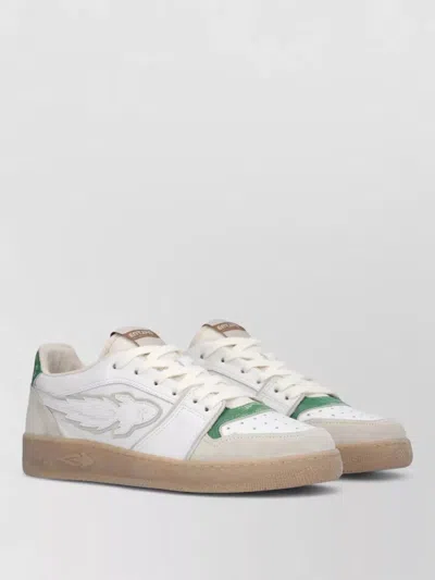 Enterprise Japan Rocket Sneaker Contrasting Panels Perforated Detailing Rubber In White