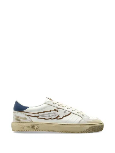 Enterprise Japan Star Appliqué Leather Sneakers In White