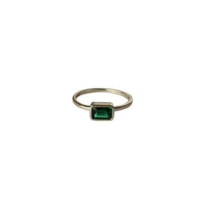Enti Ana Women's Gold / Green Emerald Rectangle Ring