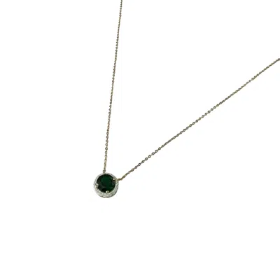 Enti Ana Women's Gold / Green Emerald Solitaire Necklace