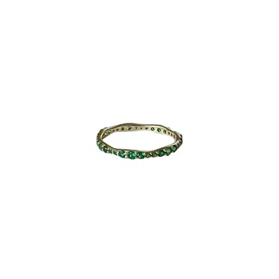 Enti Ana Women's Gold / Green Emerald Wave Ring
