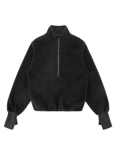 Entire Studios 3/4 Zip-up Sweatshirt With Glove Cuff Detail In Black