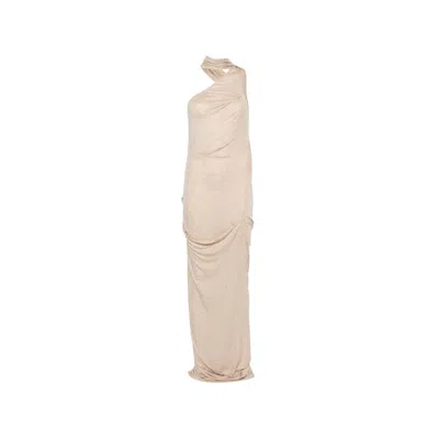 Entire Studios Asymmetric Draped Tencel-wool Dress In Nude