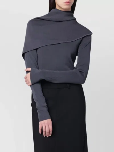 ENTIRE STUDIOS ASYMMETRIC TURTLENECK SWEATER CAPE DETAIL