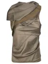 Entire Studios Asymmetrical Layered Draped Draft Top In Brown