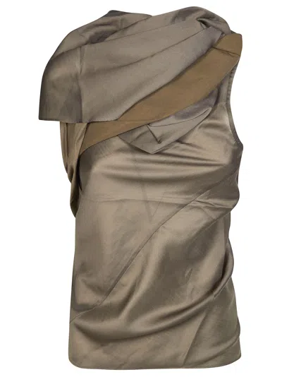 Entire Studios Asymmetrical Layered Draped Draft Top In Brown