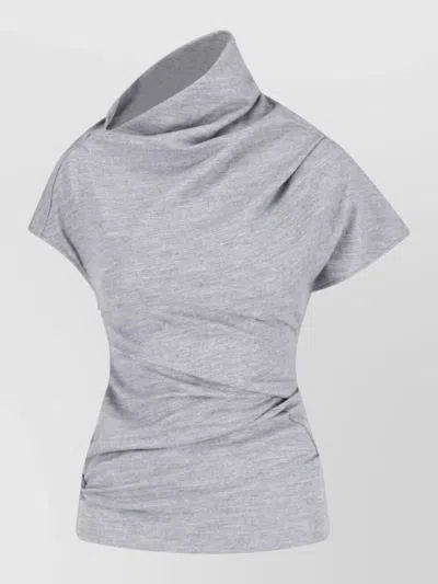 Entire Studios Asymmetrical Neckline Shirt Draped Short Sleeves In Gray