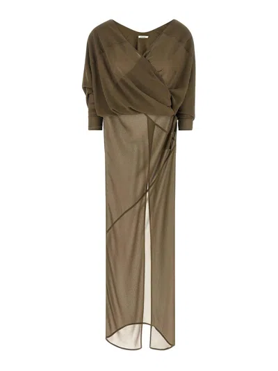 Entire Studios Asymmetrical Skirt Dress In Green