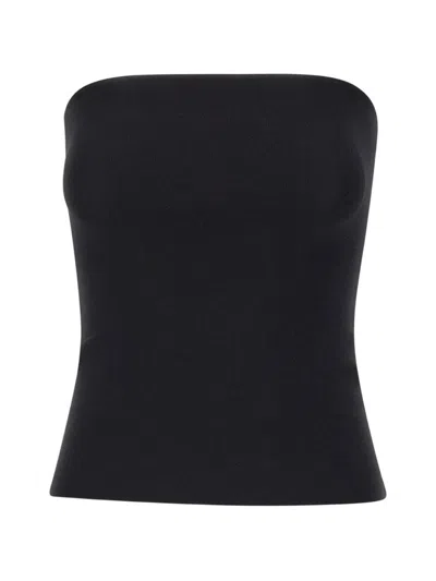 Entire Studios Ribbed-knit Strapless Top In Blue
