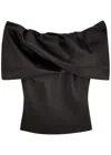 Entire Studios Barge Off-the-shoulder Satin Top In Black