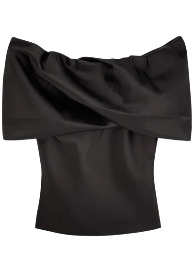 Entire Studios Barge Off-the-shoulder Satin Top In Black
