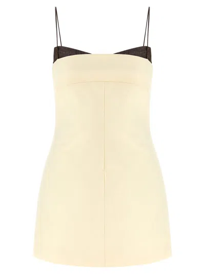 Entire Studios Beige Cotton Short Women's Dress In White