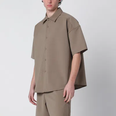 Entire Studios Short Sleeve Collared Shirt Boxy Cut In Brown