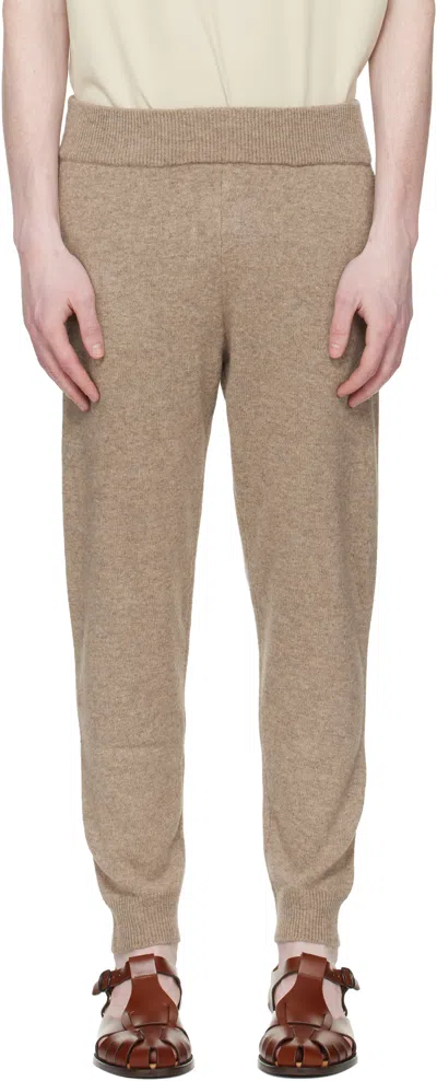 Entire Studios Beige Slim Knit Lounge Pants In Brown