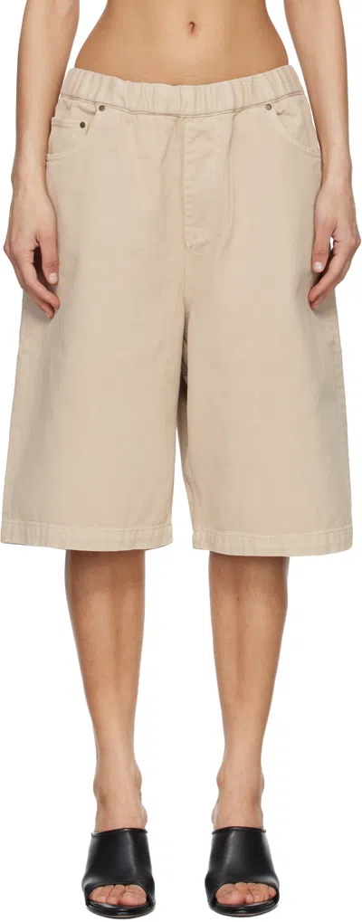 Entire Studios Beige Spar Denim Shorts In Brown