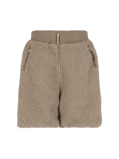 Entire Studios Beige Teddy Fleece Zippered Shorts In Multi