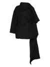 Entire Studios Belted Cape Coat In Black