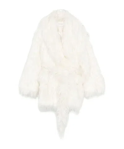 Entire Studios Belted Faux-fur Coat In Neutral