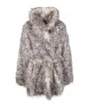 Entire Studios Womens Natural Juno Belted Faux-fur Coat In Gray