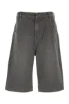 Entire Studios Dark Grey Denim Bermuda Shorts In Gray