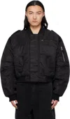 Entire Studios Black A-2 Bomber Jacket In Oil