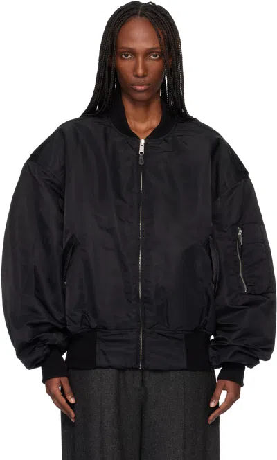 Entire Studios Black Broad Bomber Jacket In Brown
