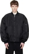 Entire Studios Black Broad Wool Bomber Jacket In Black