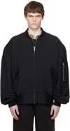 Entire Studios Black Broad Wool Bomber Jacket In Black