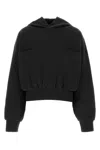 Entire Studios Hooded Cropped Sweatshirt Front Pocket In Black