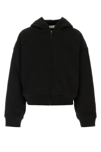 Entire Studios Black Cotton Thermal Oversize Sweatshirt